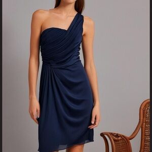 Elegant Navy One-Shoulder Dress